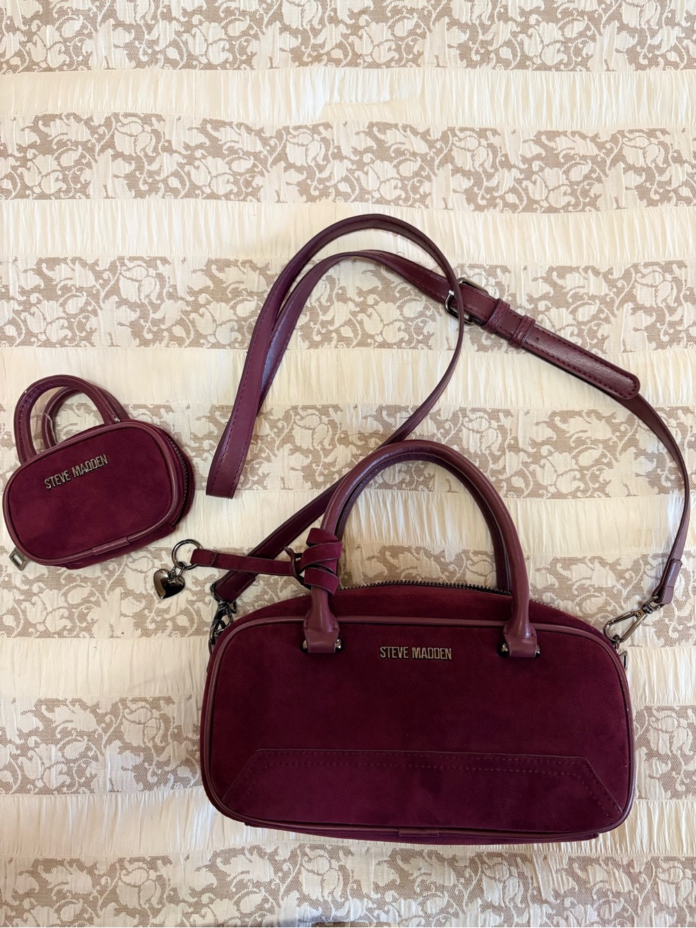 NWOT, Steve Madden Burgundy Women's Satchel with Coin Pouch